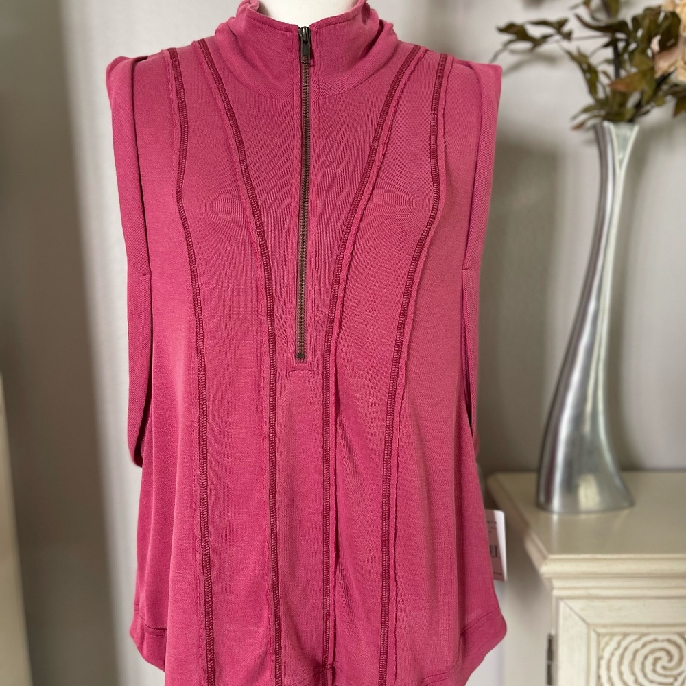 Free People Top Half Zip Vesta Sleeveless